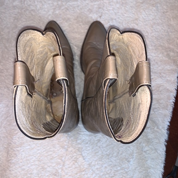 Justin Cowboy Boots Gray Leather Round Toe Size 7.5 - Picture 6 of 10